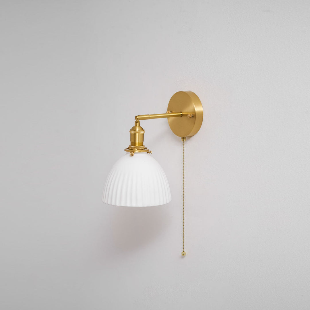 Brass Pleated Ceramic Wall Lamp