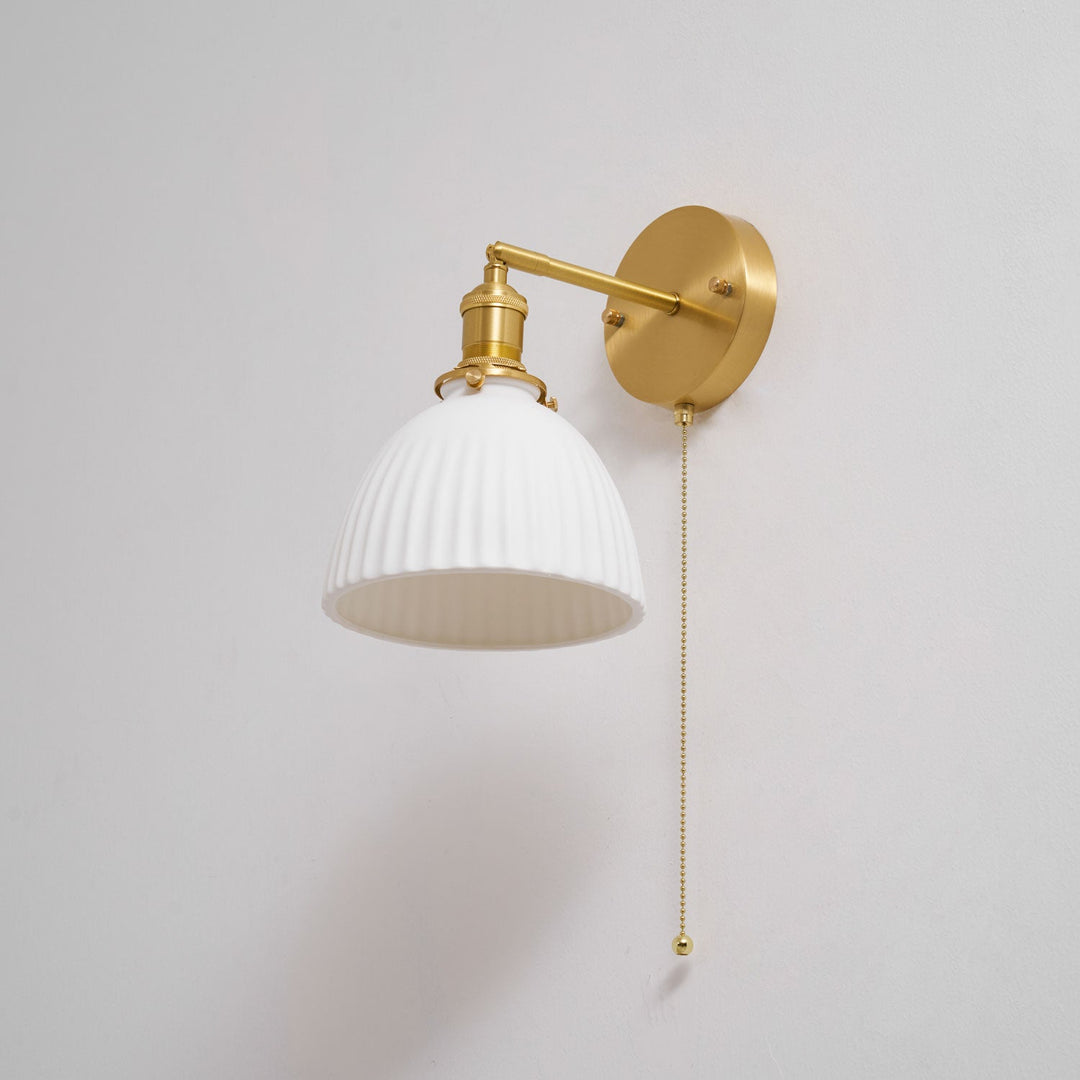 Brass Pleated Ceramic Wall Lamp