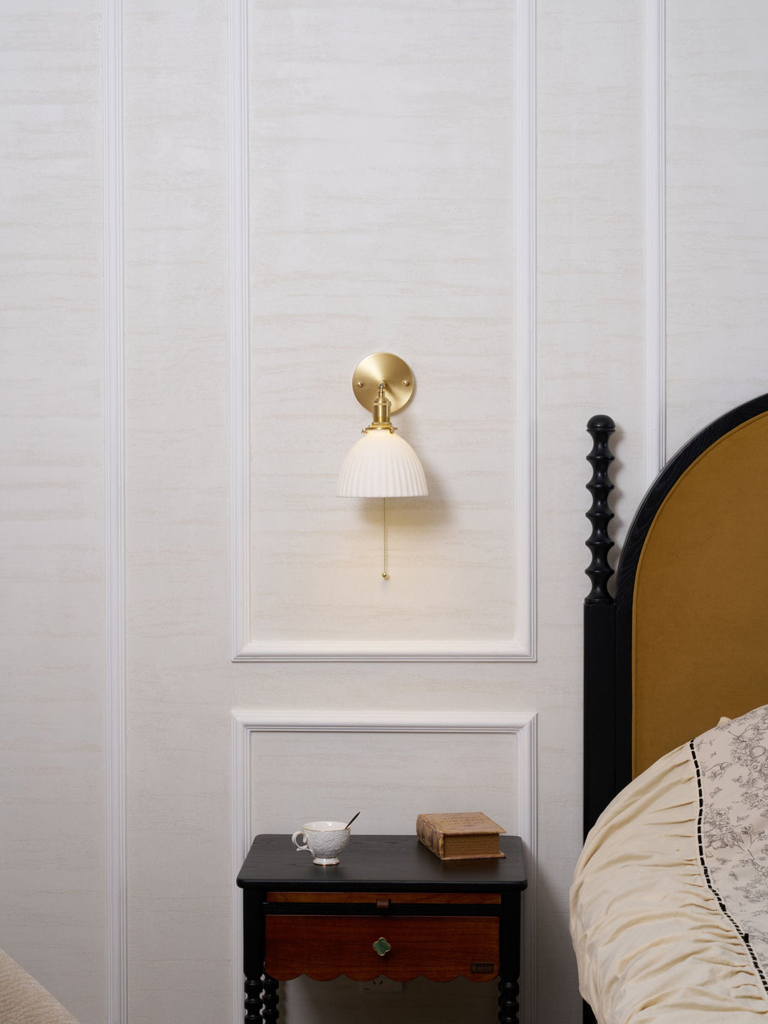 Brass Pleated Ceramic Wall Lamp