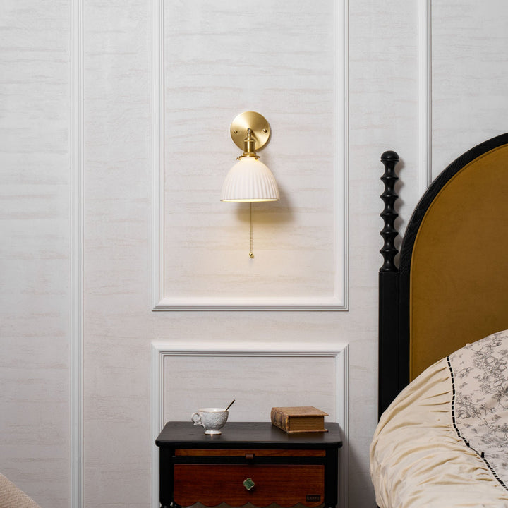 Brass Pleated Ceramic Wall Lamp