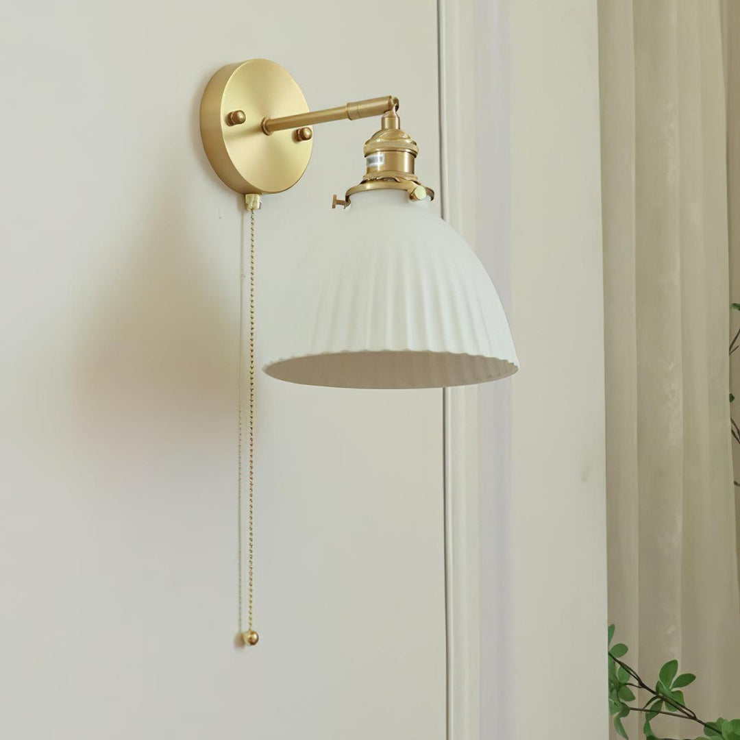 Brass Pleated Ceramic Wall Lamp