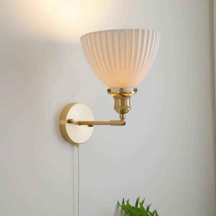 Brass Pleated Ceramic Wall Lamp