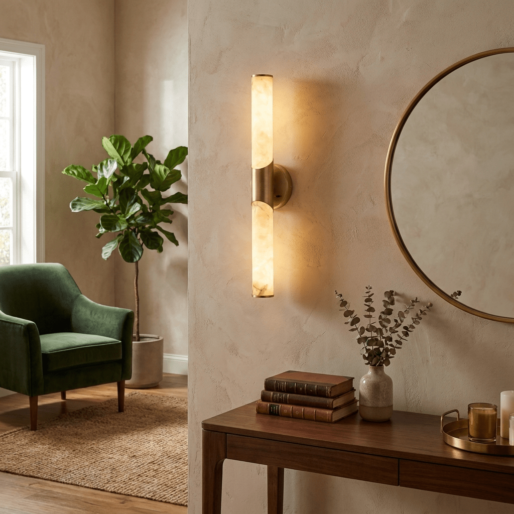 Calcedonia Alabaster Tube Wall Sconce