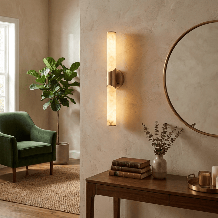 Calcedonia Alabaster Tube Wall Sconce