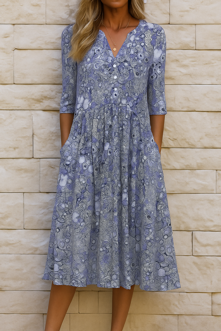 ELEGANTE MIDILANGE GEPRINTE JURK VOOR VROUWEN