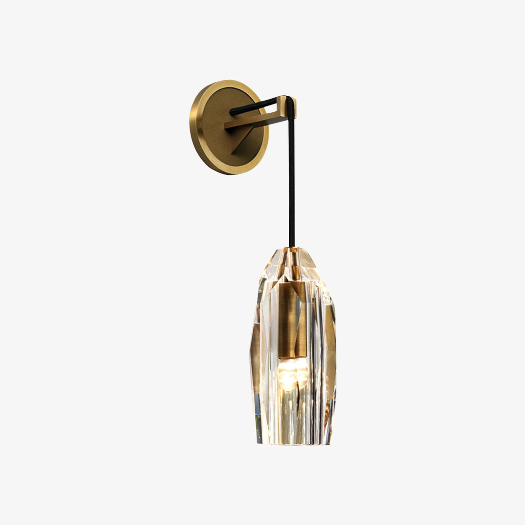 Faceted Crystal Brass Sconce