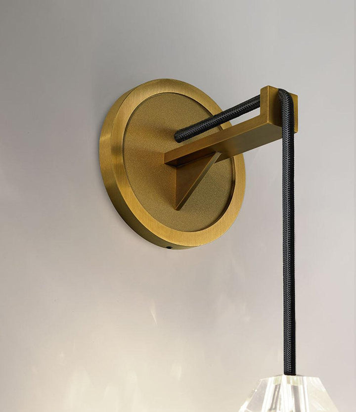 Faceted Crystal Brass Sconce