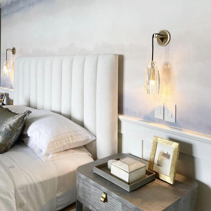 Faceted Crystal Brass Sconce