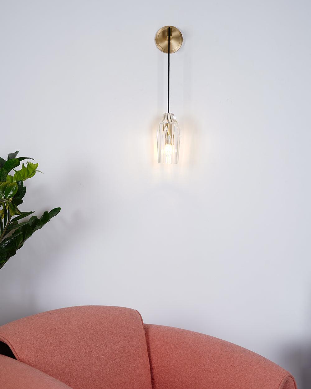 Faceted Crystal Brass Sconce
