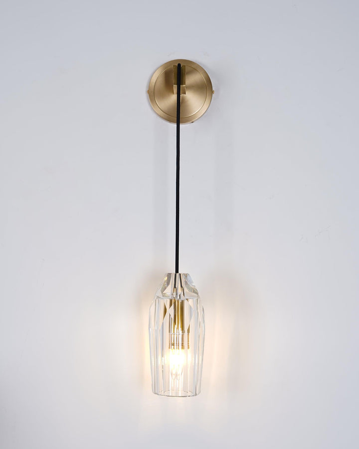 Faceted Crystal Brass Sconce