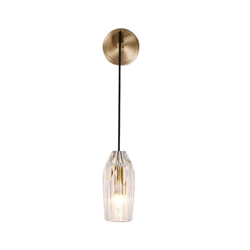Faceted Crystal Brass Sconce