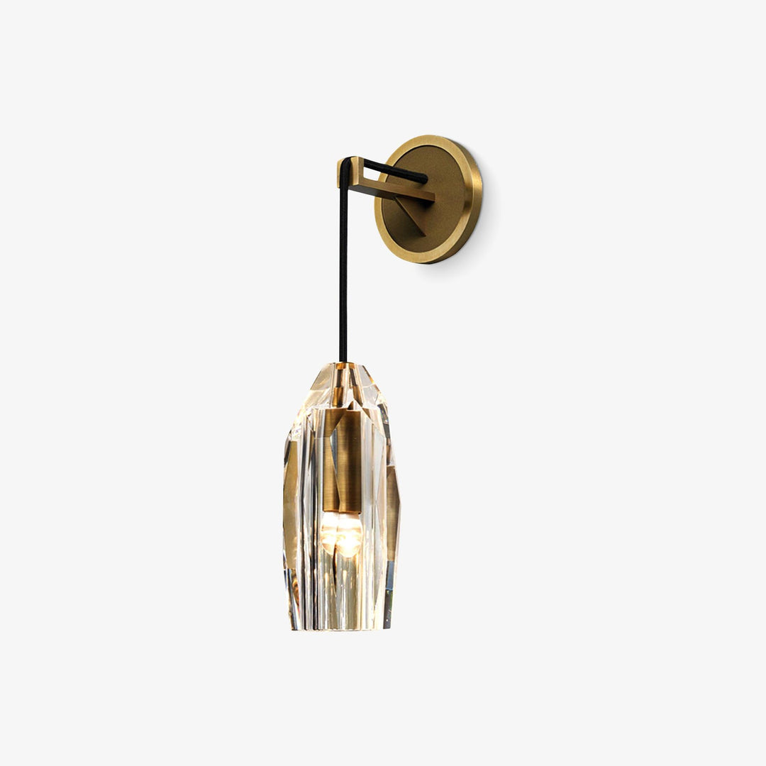Faceted Crystal Brass Sconce