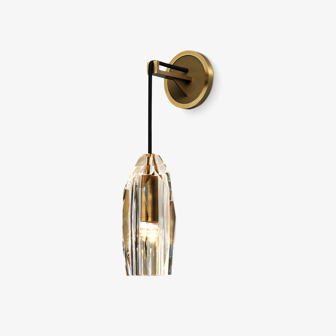 Faceted Crystal Brass Sconce