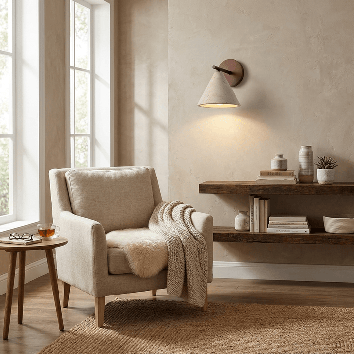 Conical Travertine Wall Light