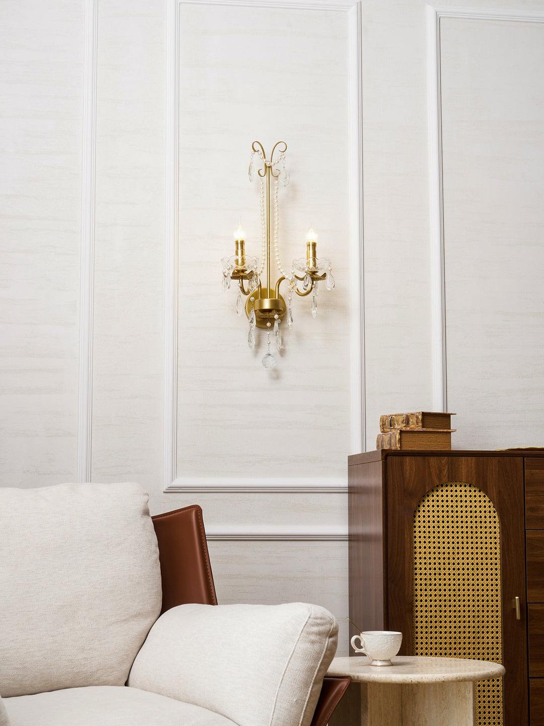 Crystal Pearl Chain Wall Lamp