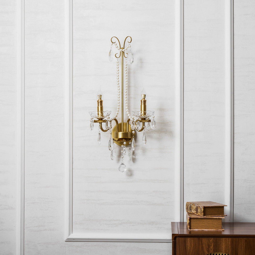 Crystal Pearl Chain Wall Lamp