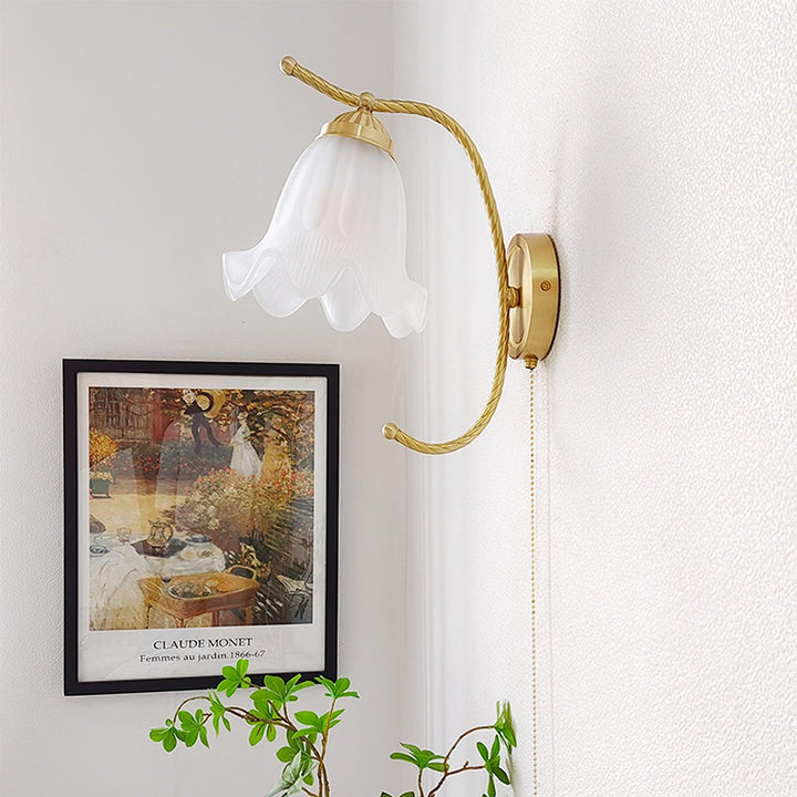 Curved Gooseneck Brass Glass Sconce