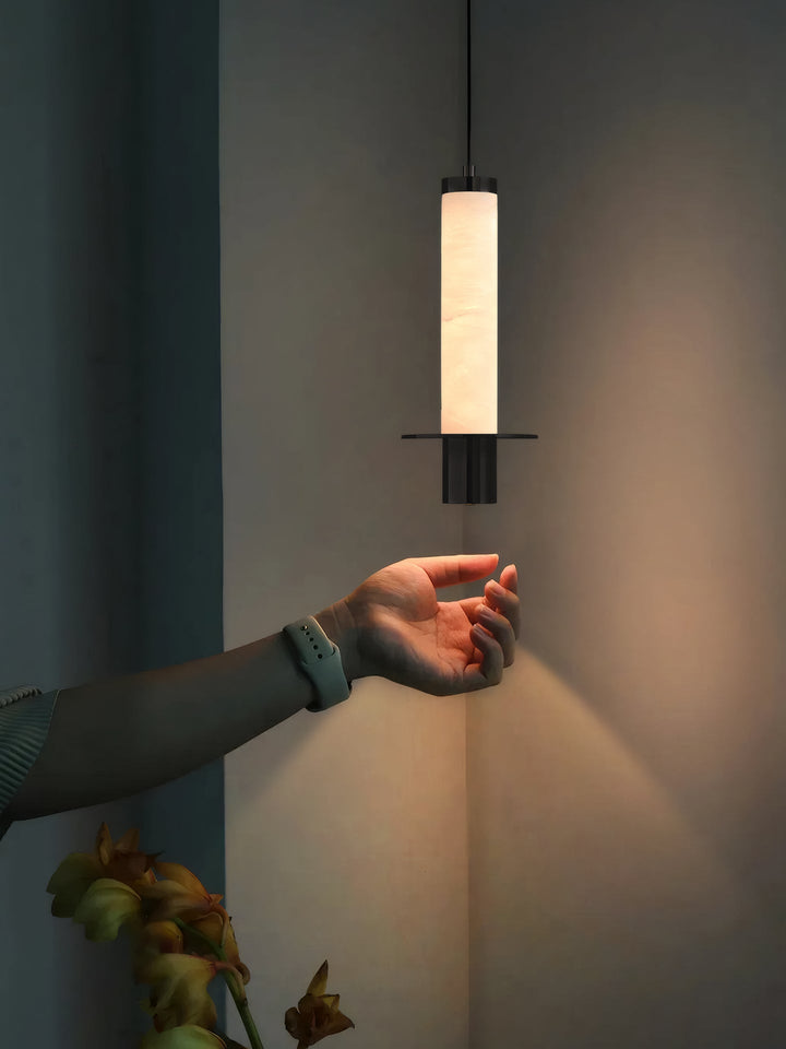 Cylindrical Plinth Alabaster Pendant Lamp