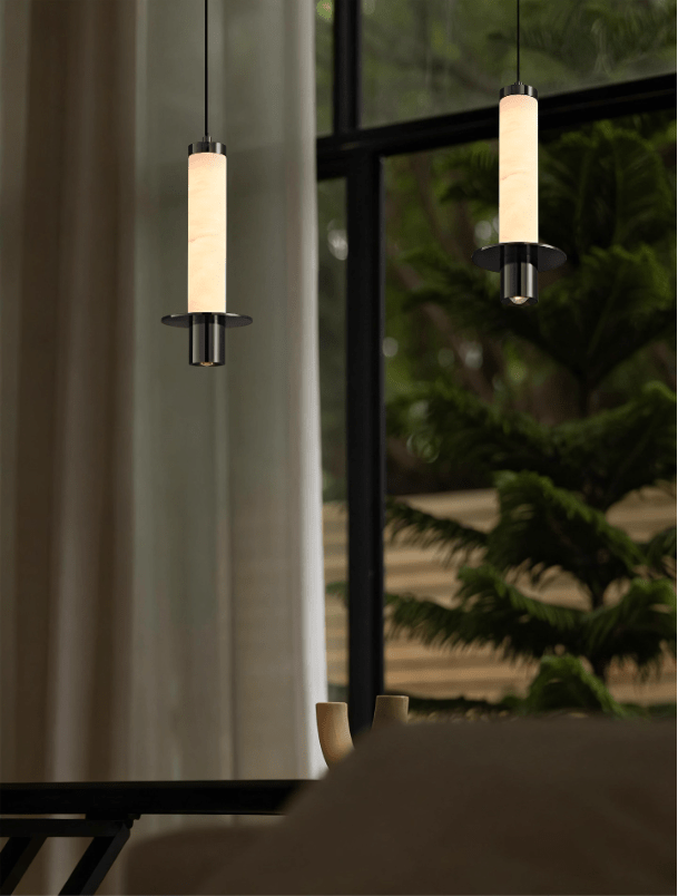 Cylindrical Plinth Alabaster Pendant Lamp