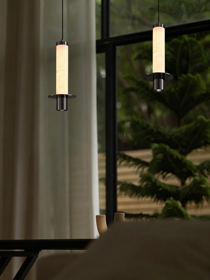 Cylindrical Plinth Alabaster Pendant Lamp