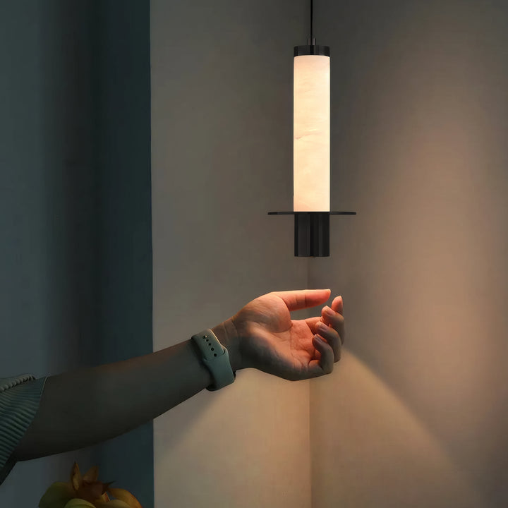 Cylindrical Plinth Alabaster Pendant Lamp