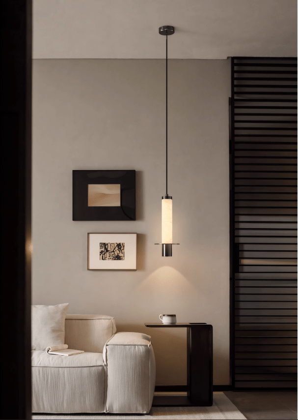 Cylindrical Plinth Alabaster Pendant Lamp