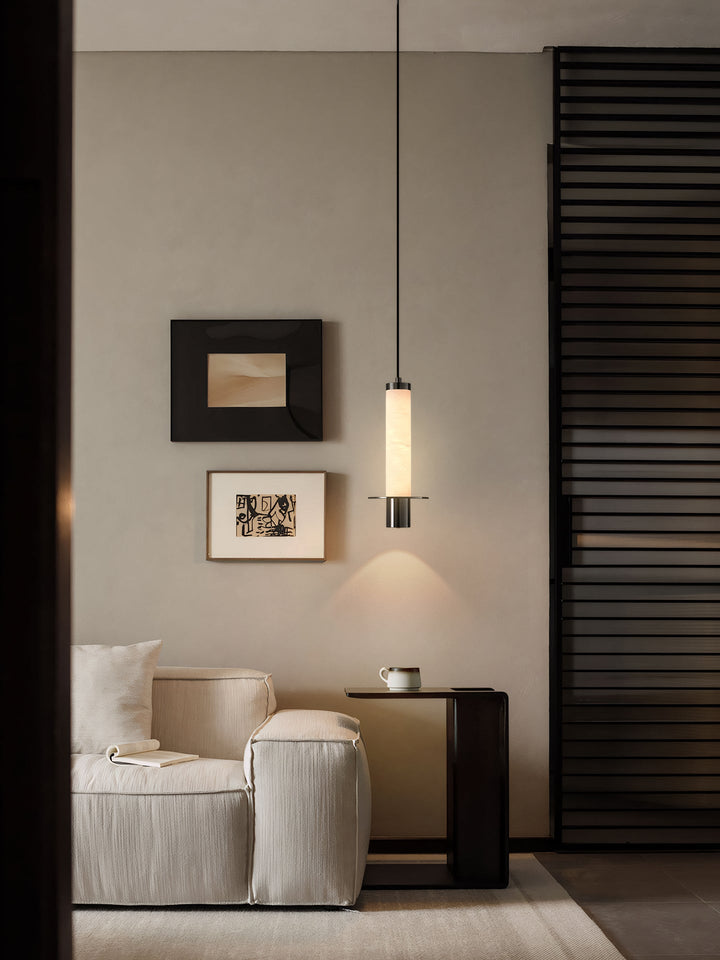 Cylindrical Plinth Alabaster Pendant Lamp