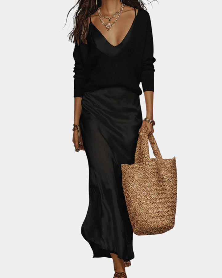 SATIJNEN JURK MET BLOUSE VOOR VROUWEN