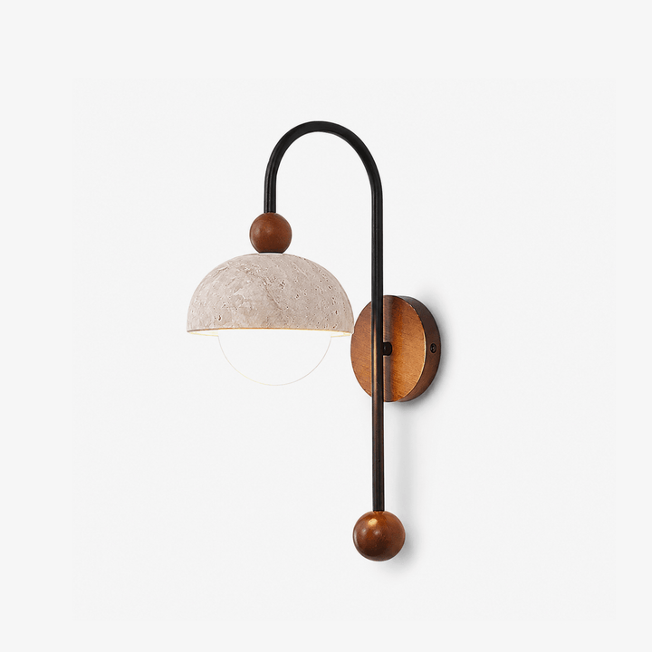 Dome Globe Travertine Arc Sconce