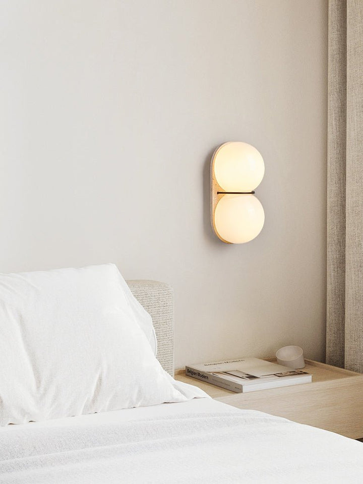 Double Globe Travertine Wall Sconce