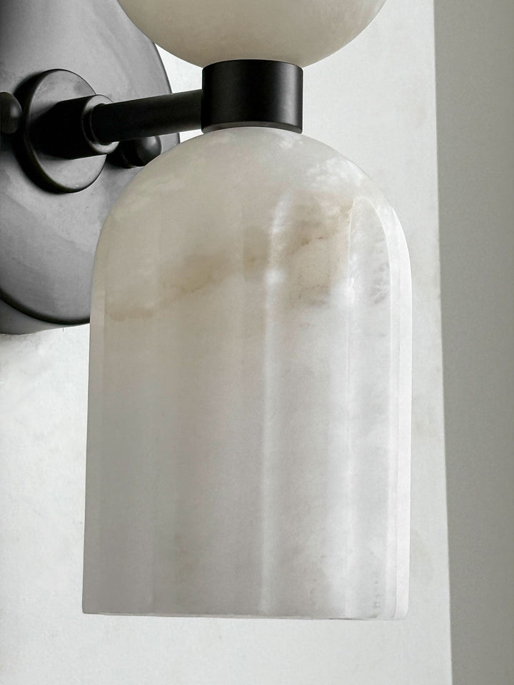 Dual Alabaster Ribbed Wall Sconce