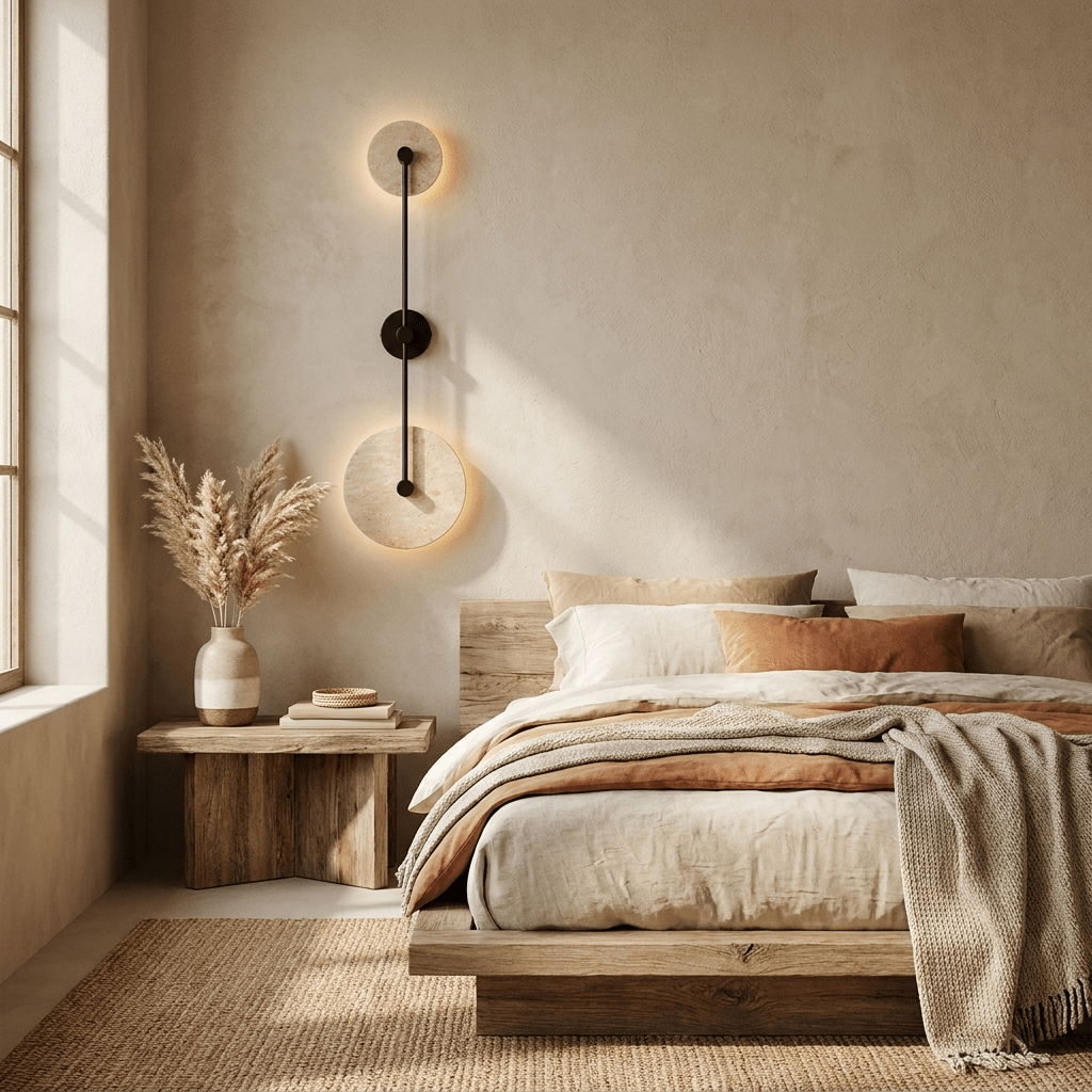 Dual Disc Travertine Wall Sconce