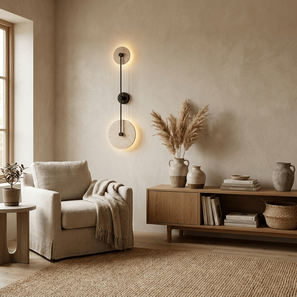 Dual Disc Travertine Wall Sconce
