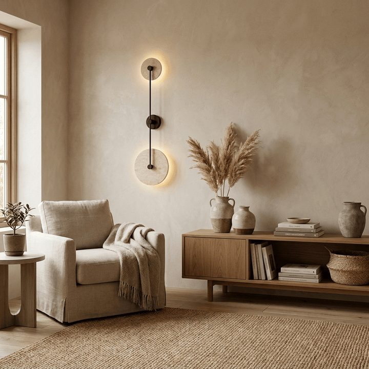 Dual Disc Travertine Wall Sconce