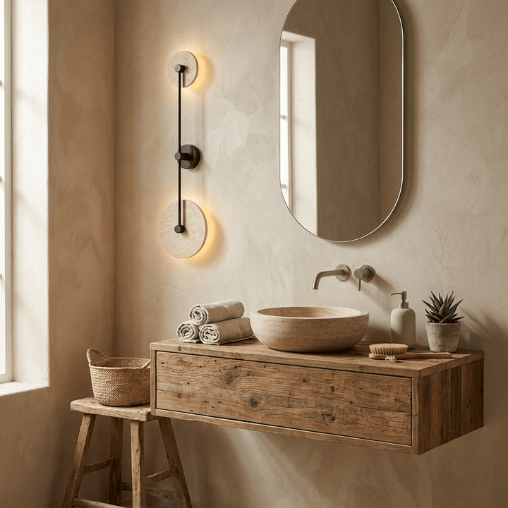 Dual Disc Travertine Wall Sconce