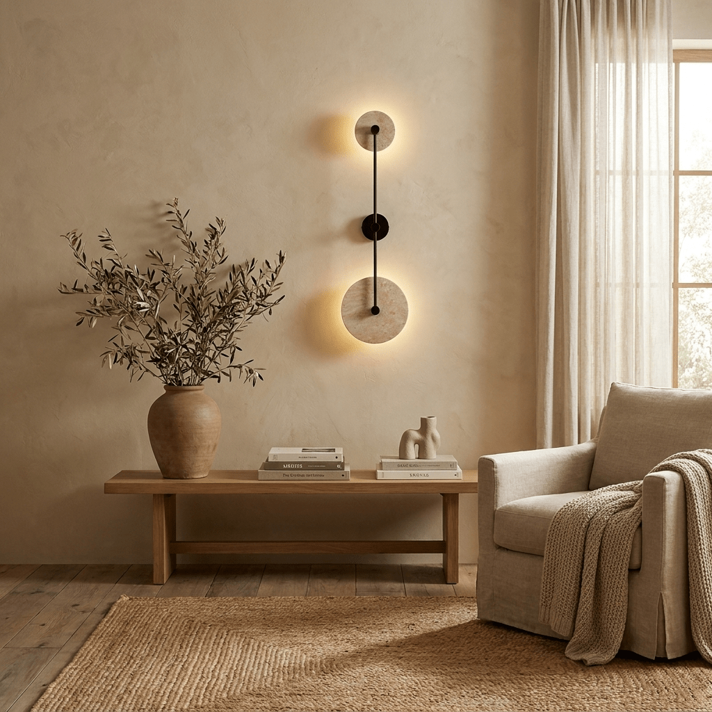 Dual Disc Travertine Wall Sconce