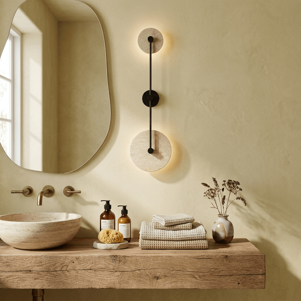 Dual Disc Travertine Wall Sconce