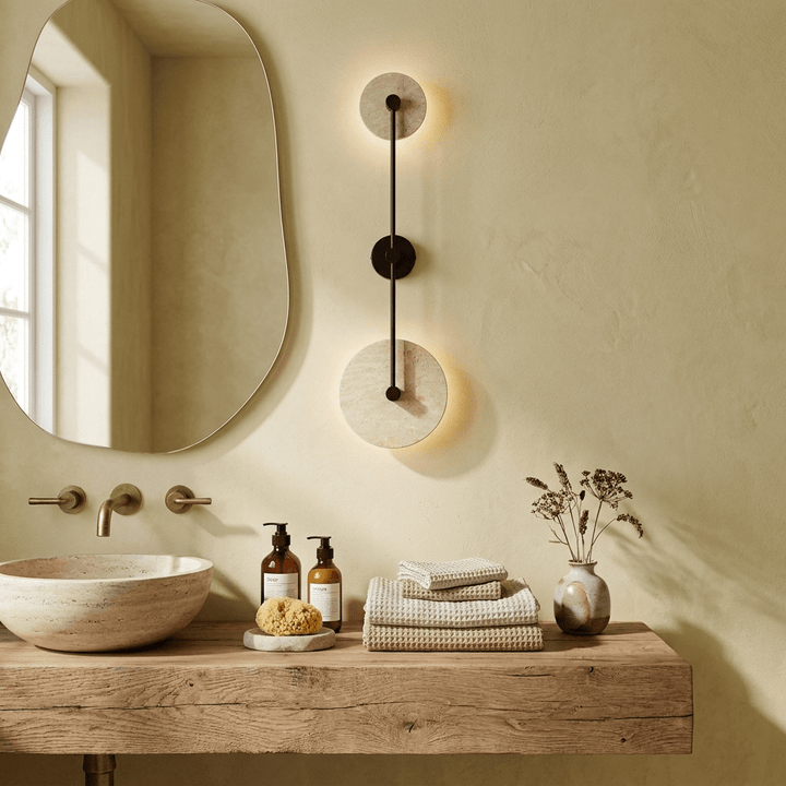 Dual Disc Travertine Wall Sconce
