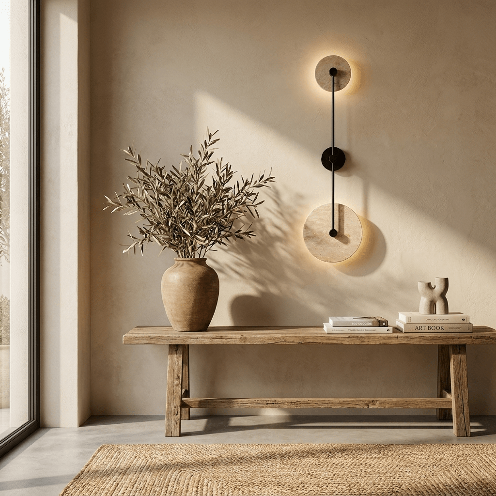 Dual Disc Travertine Wall Sconce