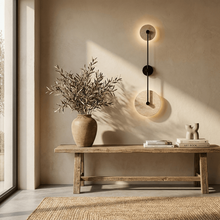 Dual Disc Travertine Wall Sconce