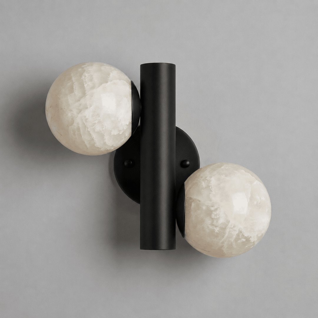 Duo Alabaster Globe Wall Sconce