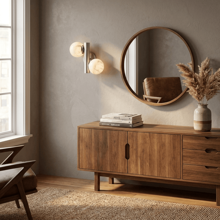 Duo Alabaster Globe Wall Sconce