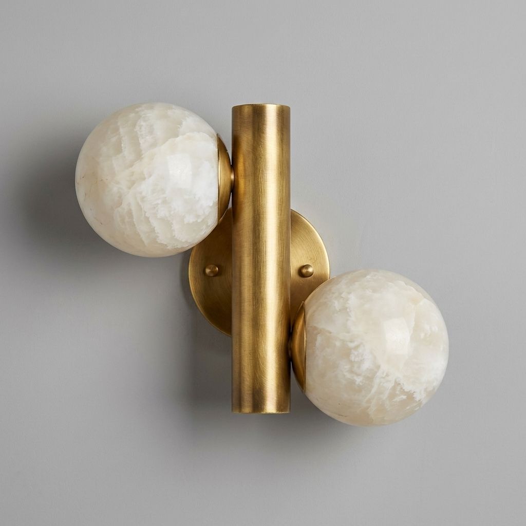 Duo Alabaster Globe Wall Sconce
