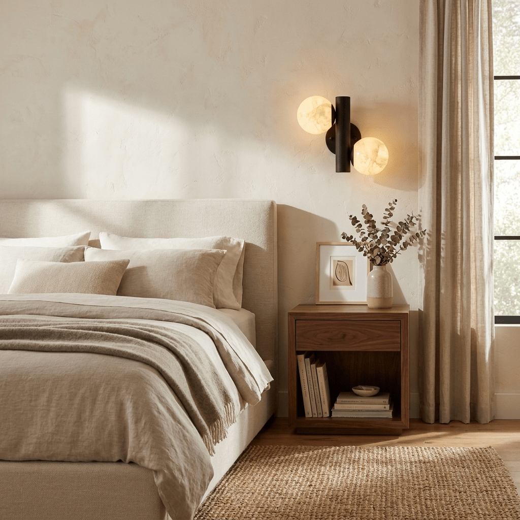 Duo Alabaster Globe Wall Sconce