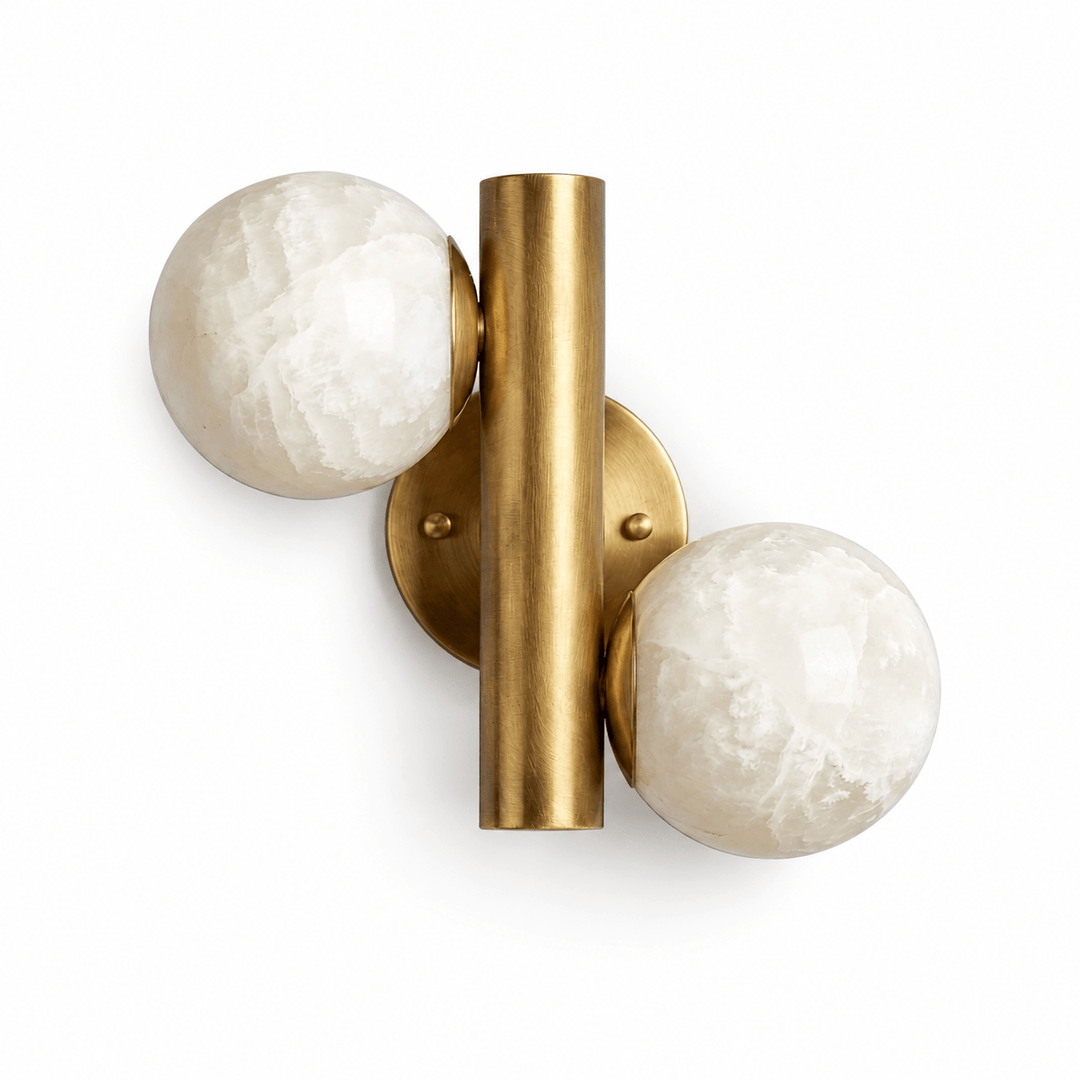 Duo Alabaster Globe Wall Sconce
