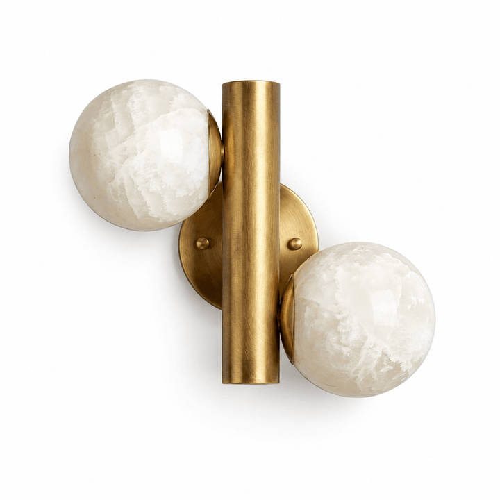 Duo Alabaster Globe Wall Sconce