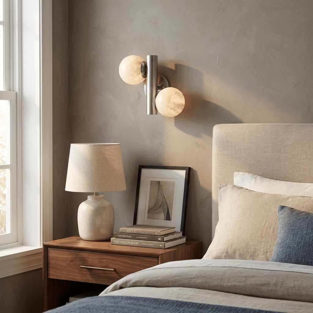 Duo Alabaster Globe Wall Sconce