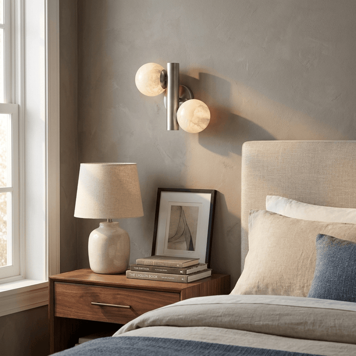 Duo Alabaster Globe Wall Sconce