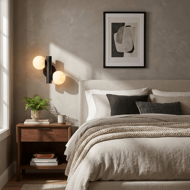 Duo Alabaster Globe Wall Sconce