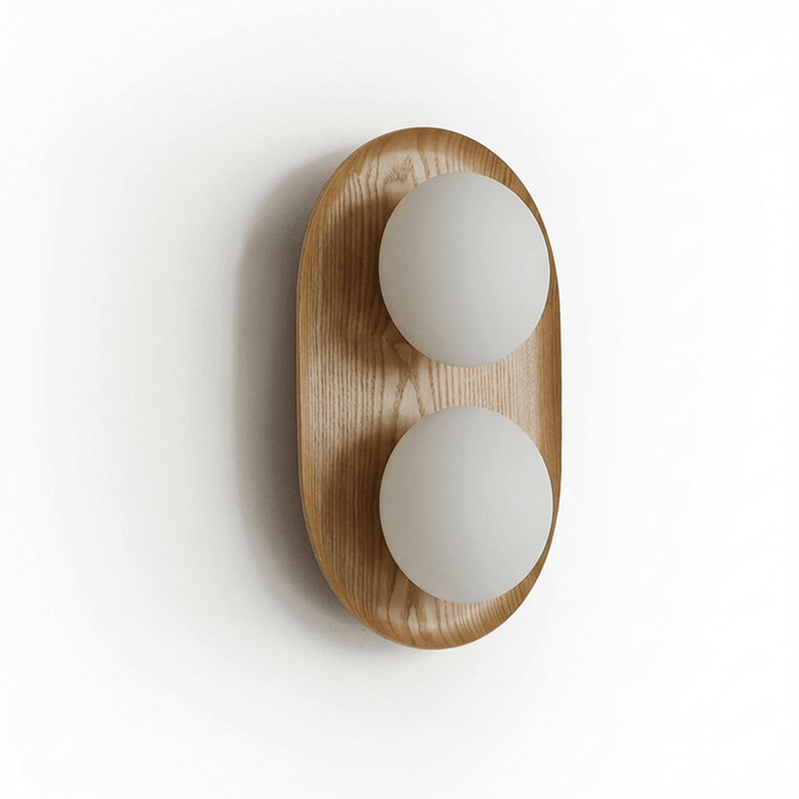 Duo Orb Wood Wall Lamp